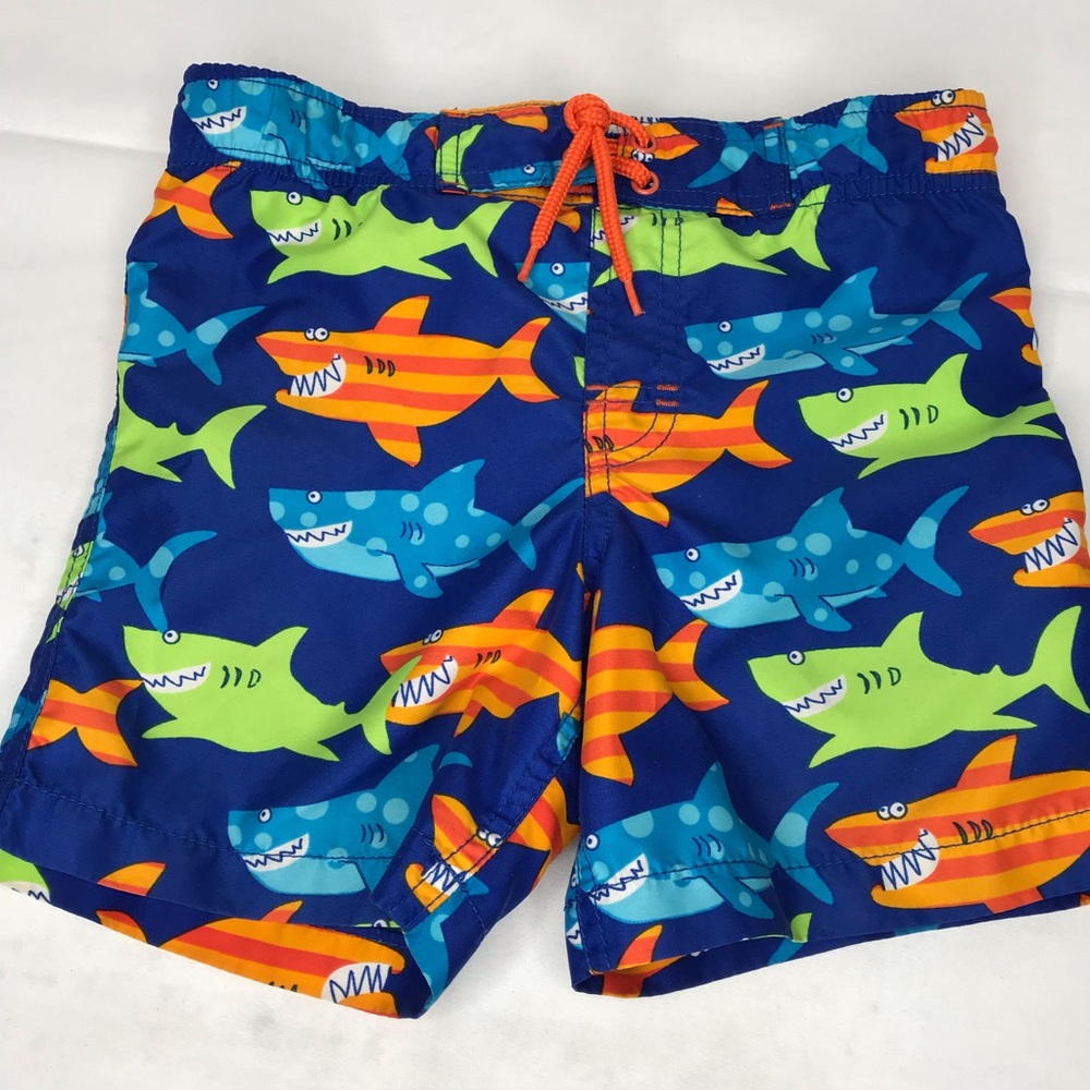 J Khaki swim trunk boys size 4 sharks swim suit
